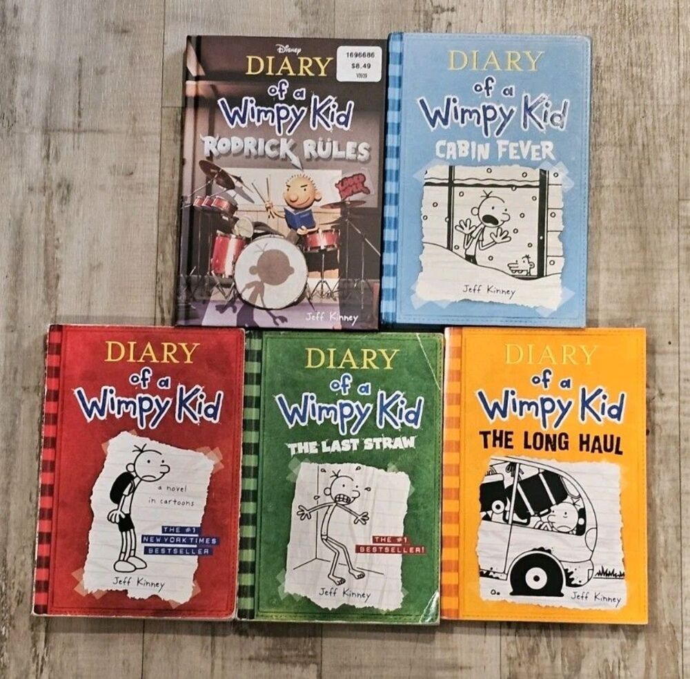 Diary of a Wimpy Kid Lot of 5 Hardcover Books Jeff Kinney Vol 1 2 3 6 9 VG HC PK